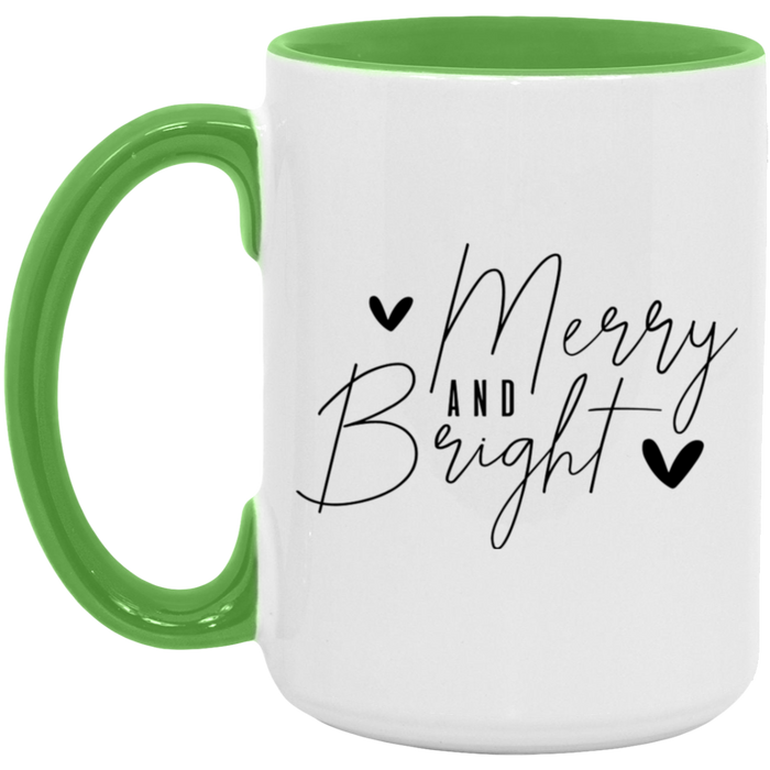 Merry And Bright Heart 15 oz Coffee Mug